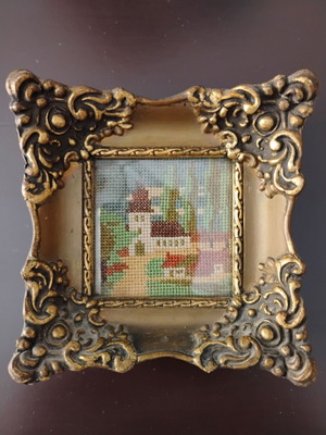 Vintage Baroque Style Frames used, set of 2 with embroidery