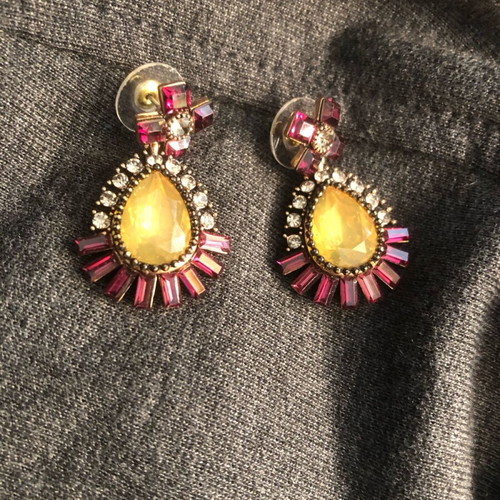 Earrings with crystals and rhinestones like new, multicolored