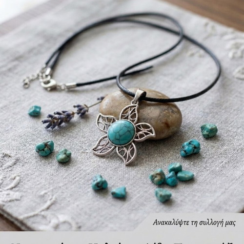 Pendant with turquoise stone, handmade necklace