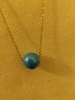Necklace with beautiful design made of stainless steel new, turquoise and gold