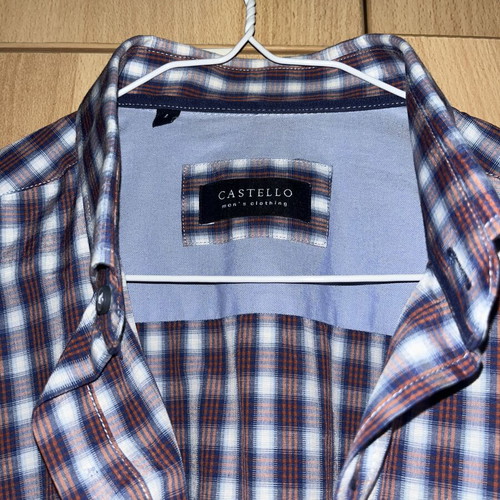 Castello checked shirt size L, white and red