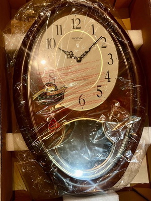 Rhythm CMJ320-NR06 wall clock new, wooden with Westminster chime