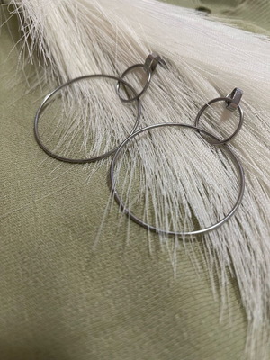 Earrings double circle shape silver color new