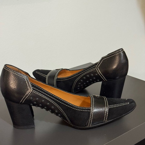 Tod’s pumps used, leather, size 38, black block heel
