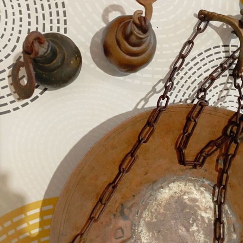 Traditional hanging scale Palantza used with two weights