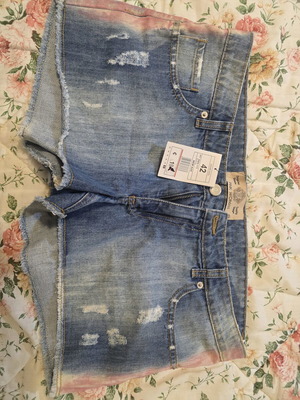 Pink Woman denim shorts new, size XL 42 14, multicolor