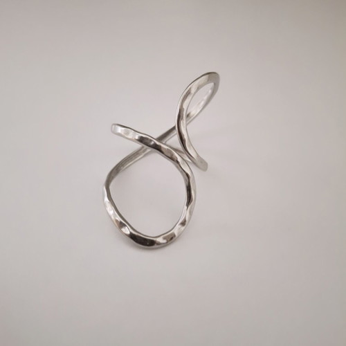 Steel ring silver adjustable like new