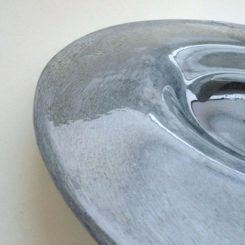 Vintage handblown glass platter, 32 cm diameter