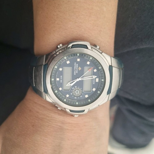 Citizen Promaster Ana-Digi wristwatch used, blue and silver