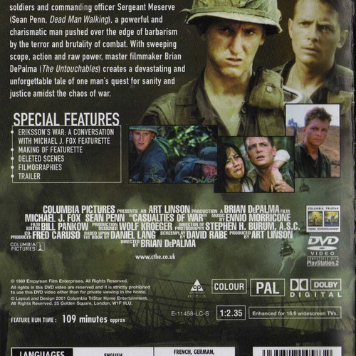 Casualties of War DVD used, action and drama with subtitles