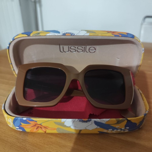 Lussile sunglasses like new, beige and brown with gold detail