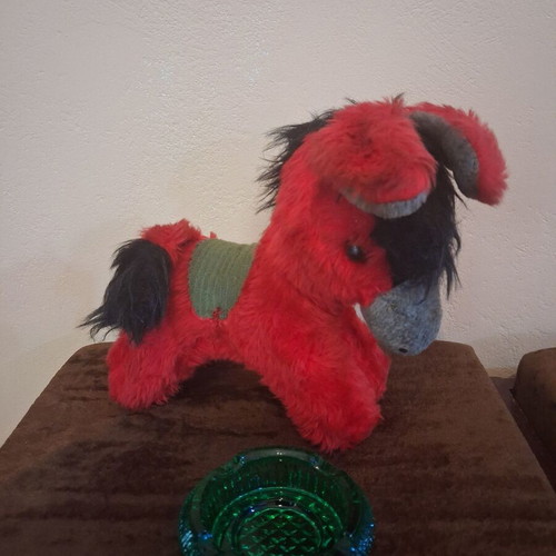 Retro plush donkey Josephine Ltd used, Greek made 1981-1984