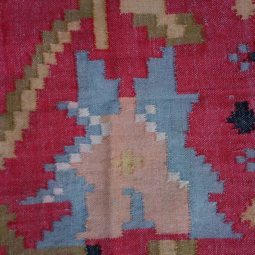 Traditional handmade kilim rug used, woven on loom, 1m x 0.65m