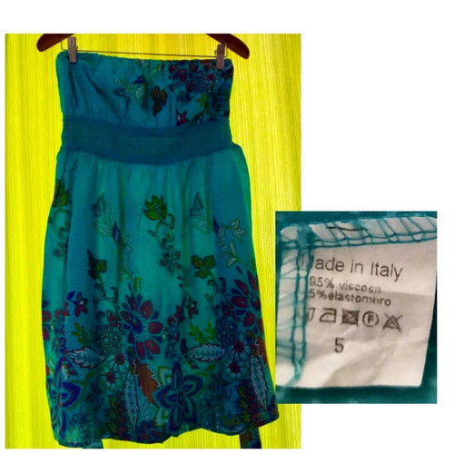 Large Italian strapless women's dress used, viscose fabric
