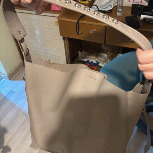 All Saints leather shoulder bag like new, grey