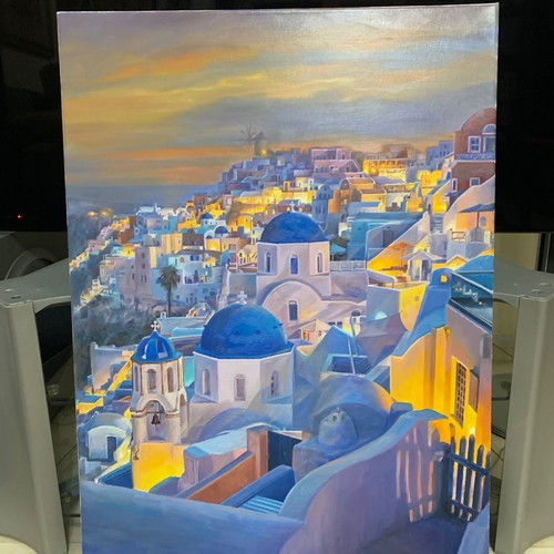 Santorini painting oil on canvas new 50x70