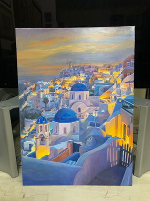 Santorini painting oil on canvas new 50x70