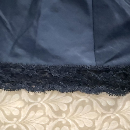Black satin polyester nightgown like new with lace trim