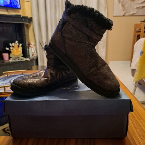 Pepe Jeans girls' boots used, black with gold, fur inside