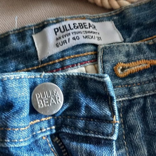 Branded men's denim bermuda shorts