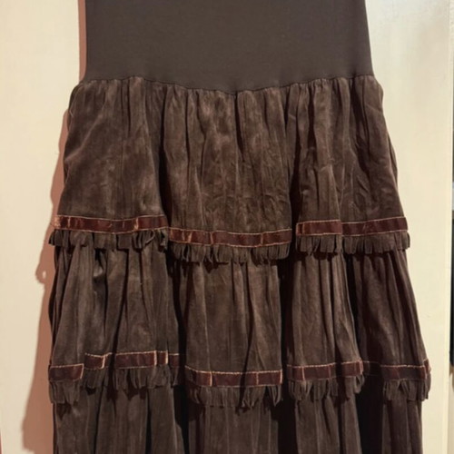 Vintage brown velour skirt with ruffles like new