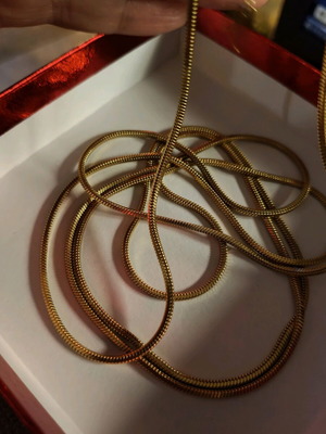 Necklace chain 115 cm gold color, new stainless steel