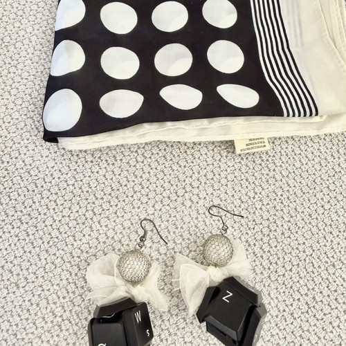 Handmade earrings with keyboard keys used, gift polka dot viscose scarf