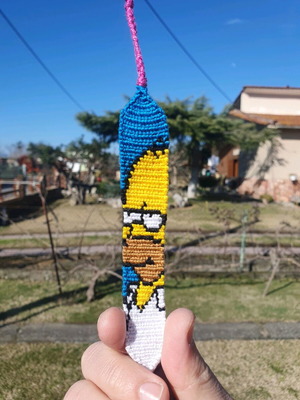 Handmade macrame bracelet with Homer Simpson made to order