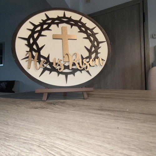 Handmade wooden Easter table decoration He is Risen new