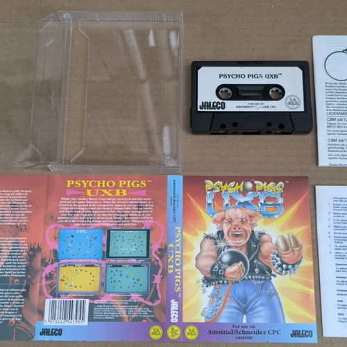 Psycho Pigs UXB Amstrad cassette like new, complete in box