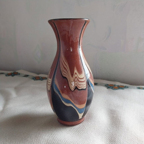 Vintage Bulgarian ceramic vase, handmade from 1980s