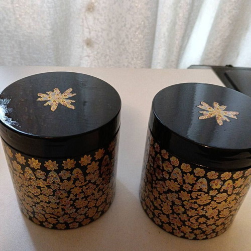 Set of 2 Hand-Decorated Spice Jars New