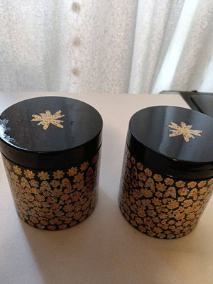 Set of 2 Hand-Decorated Spice Jars New