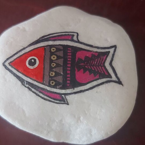 Painting on stone 5x5 cm new, detailed artwork