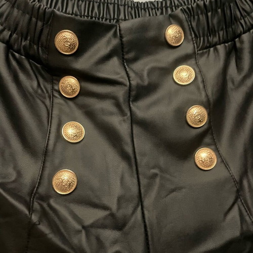 Cargo leather pants like new, black with gold buttons