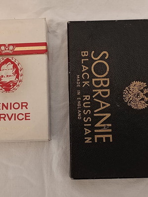 Sobranie Black Russian 25s and Senior Service Ships Supply collectible cigarette boxes used