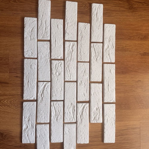 Decorative gypsum wall bricks 210×65 mm, white color