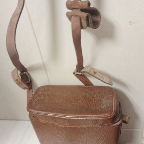 Vintage camera accessories in leather case used