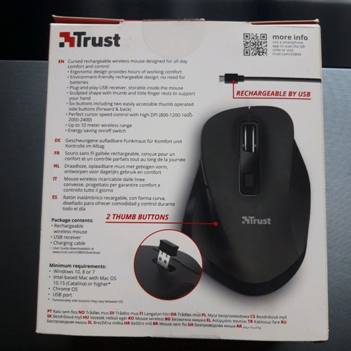 Trust Fyda Rechargeable Wireless Ergonomic Mouse Black new