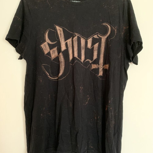 Handmade Ghost band t-shirt, black dyed, size L