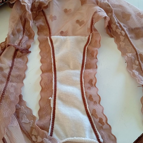 Sexy underwear XL transparent, apple color with hearts, new