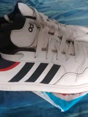 Adidas sneakers like new, white with blue stripes, size 45