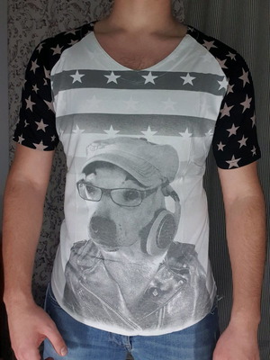 T-shirt μεταχειρισμένο XXL άσπρο με στάμπα σκύλου