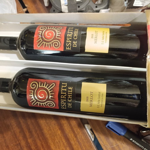 Espiritu de Chile Merlot red wine set vintage 2005, 2 bottles