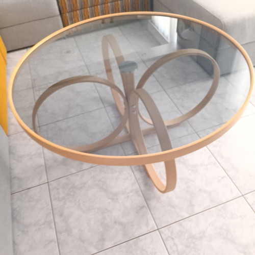 Round coffee table Tokyo with smoked glass and unique base