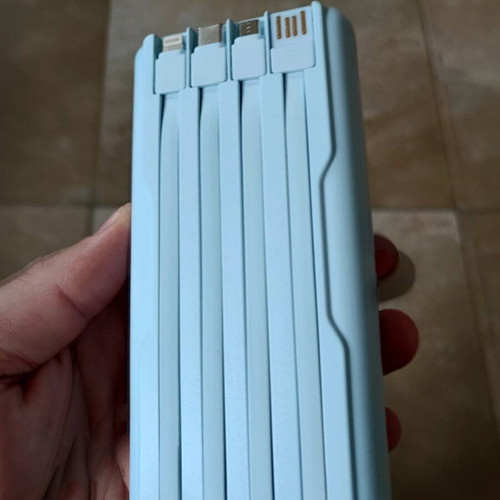 Powerbank 20000mah blue with built-in cables and flashlight new