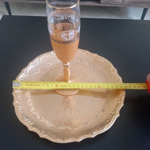 Tray with champagne glass used