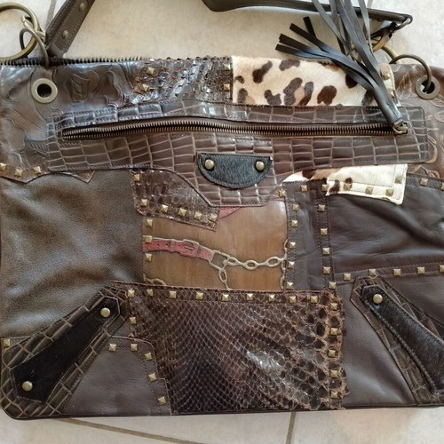 Bruno Amaranti large leather shoulder bag like new, beige brown
