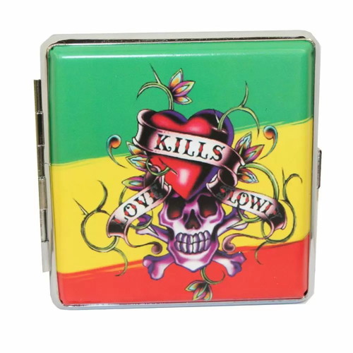 Slim cigarette case for 20 cigarettes new with metal laminated design