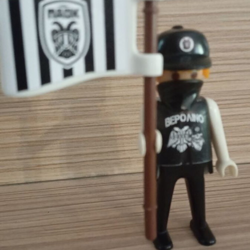 Playmobil fan figure PAOK with team flag like new